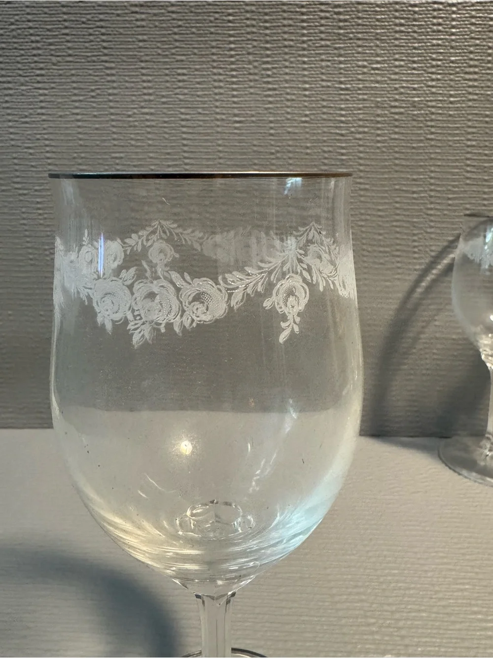 Haviland Fine Crystal Stemware Set with Rose Detail - Clear
